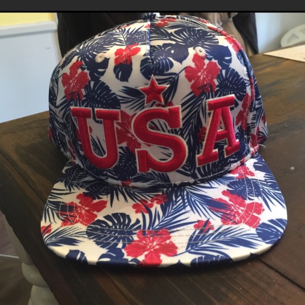 USA SnapBack Hawaiian print hat